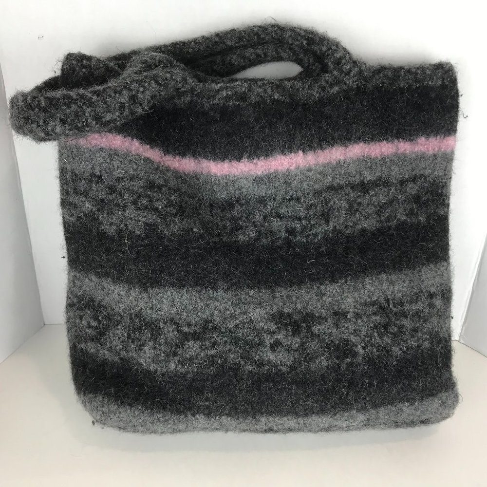 Unbranded grey felted wool satchel/tote, fully lined